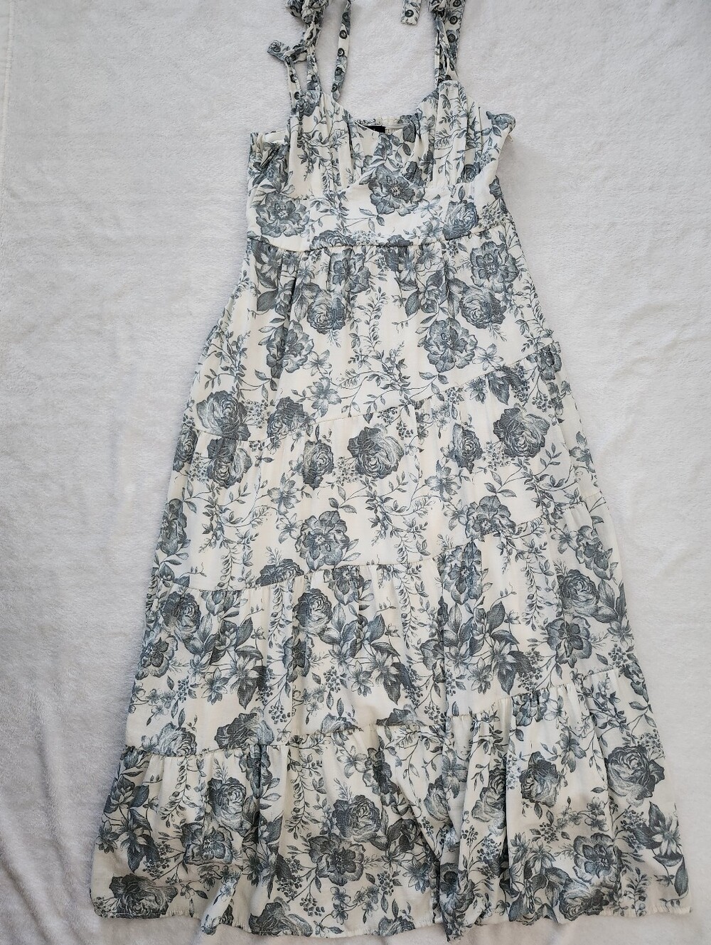 Trixxi White Maxi Dress with Blue Floral Print